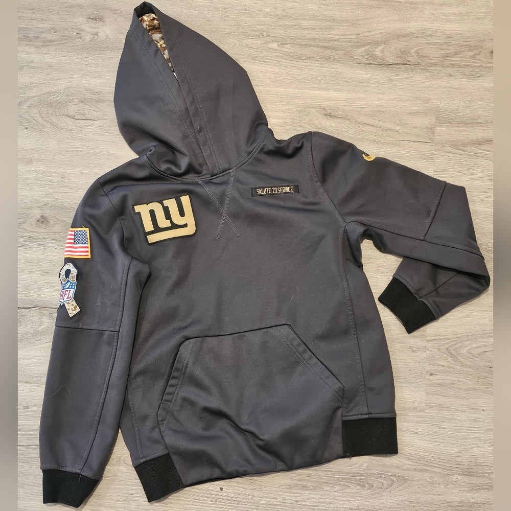 Kids New York Giants Salute to Service Hoodie Boys Girls Black Anthracite